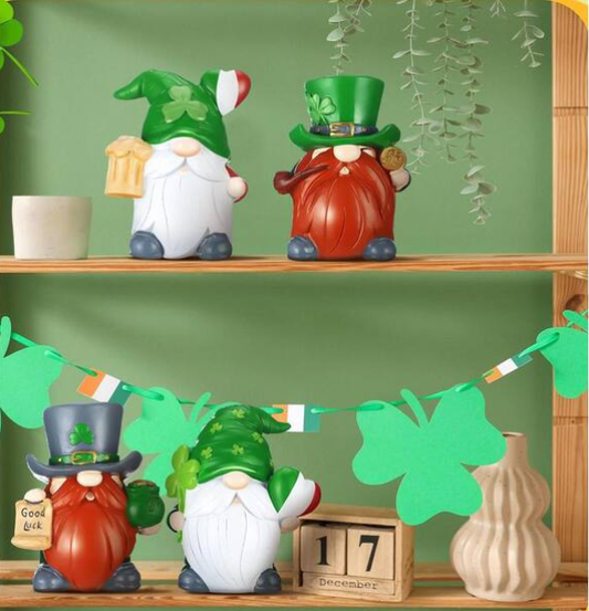 🔥Hot Sale 60% OFF 🍀4 pack St. Patrick's Day Resin Gnome Figurines💋