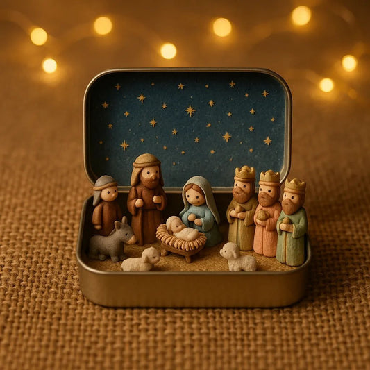 🔥Last Day 49% Off🎁Mini Christmas Nativity Set in a Tin Box🏆