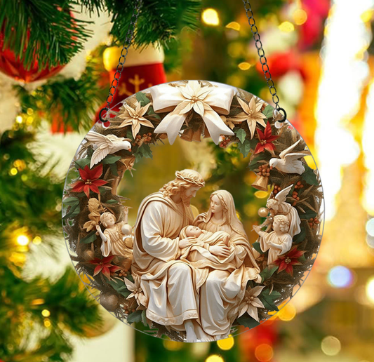 🏆Sculptural Realism Style Holy Family Christmas Parasite Hanging Ornaments