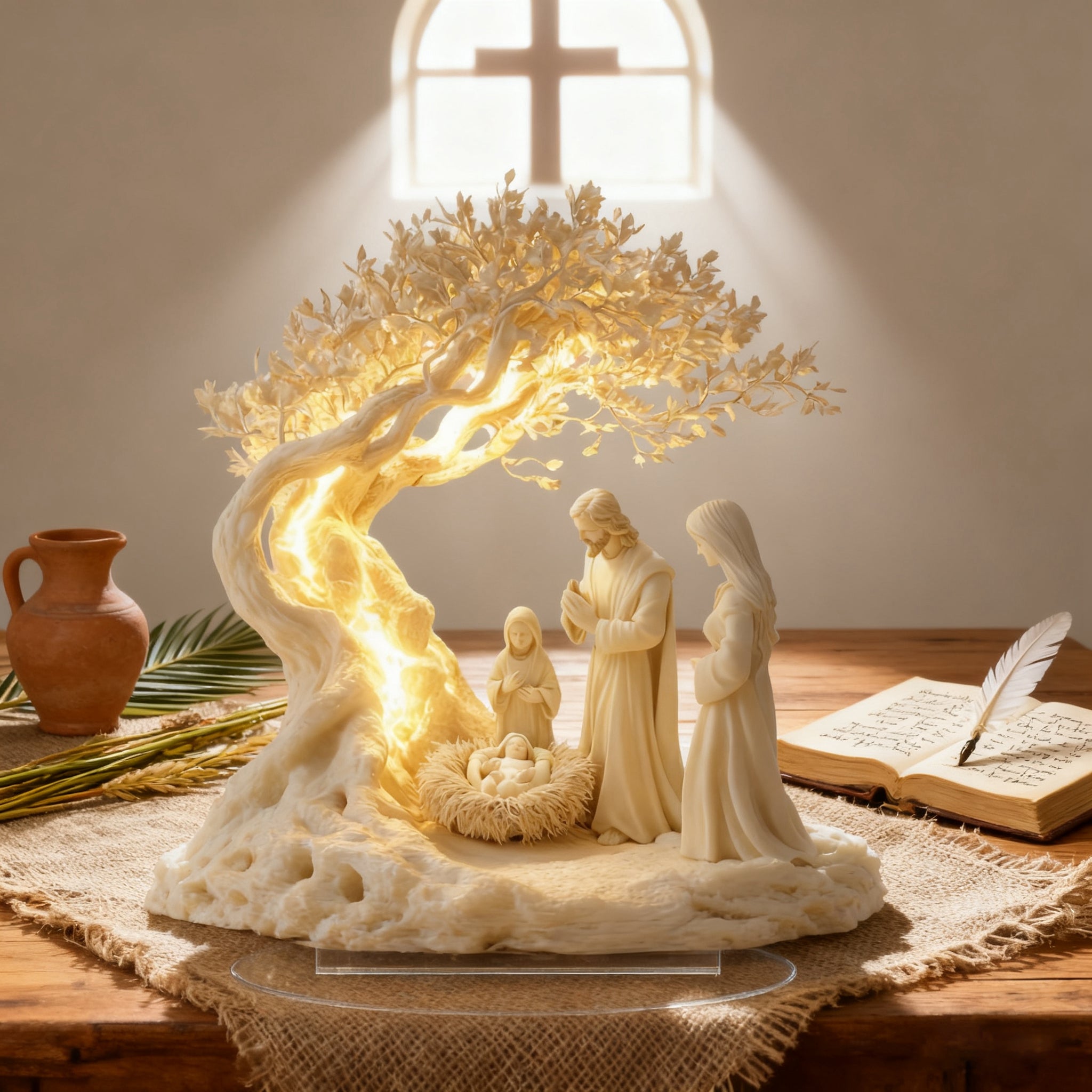 ✨ Nativity Tree of Life Acrylic Desktop Decor: A Christian Symbol of Christmas Grace & Eternal Roots