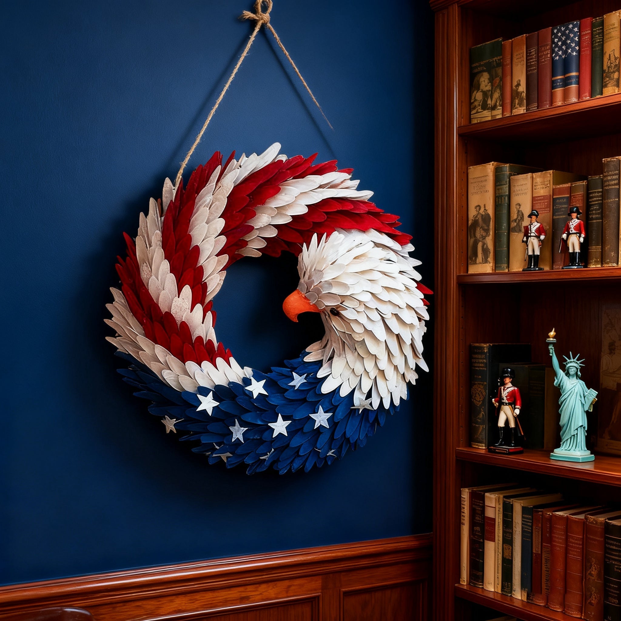 🌟 Patriotic Eagle Wooden Wreath | 4th of July Decor for Christian Homes💋