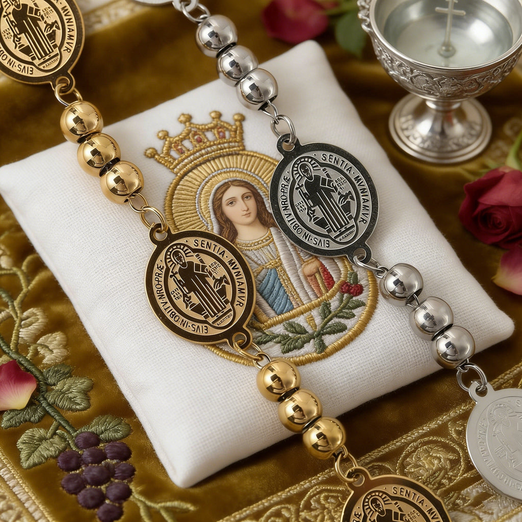 St. Benedict Stainless Steel Beaded Bracelet