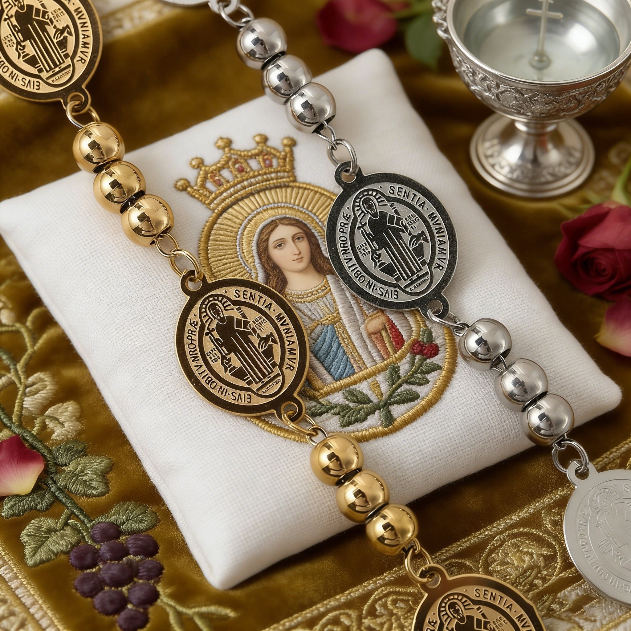 St. Benedict Stainless Steel Beaded Bracelet