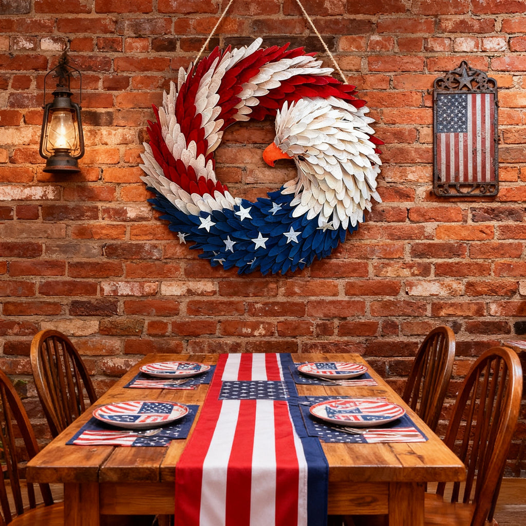 🌟 Patriotic Eagle Wooden Wreath | 4th of July Decor for Christian Homes💋