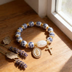 8mm Blue Floral Bead Our Lady Bracelet: Wearable Grace on Your Wrist