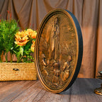 Our Lady of Fatima Wood Carving Decoration - Virgin Wall Pendant
