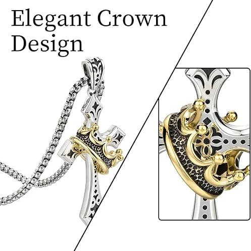 🔥Last Day 50% OFF✝️Men's Crown Cross Necklace💋