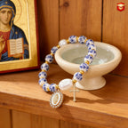 8mm Blue Floral Bead Our Lady Bracelet: Wearable Grace on Your Wrist
