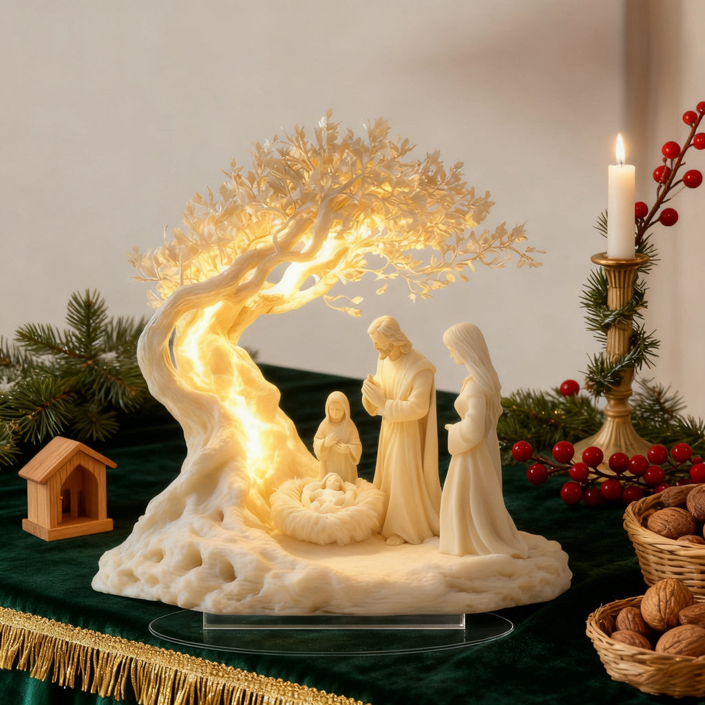✨ Nativity Tree of Life Acrylic Desktop Decor: A Christian Symbol of Christmas Grace & Eternal Roots