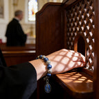 Our Lady of Mary Pendant Royal Blue Pearl Rosary Bracelet: A Wrist-Worn Reminder of Grace
