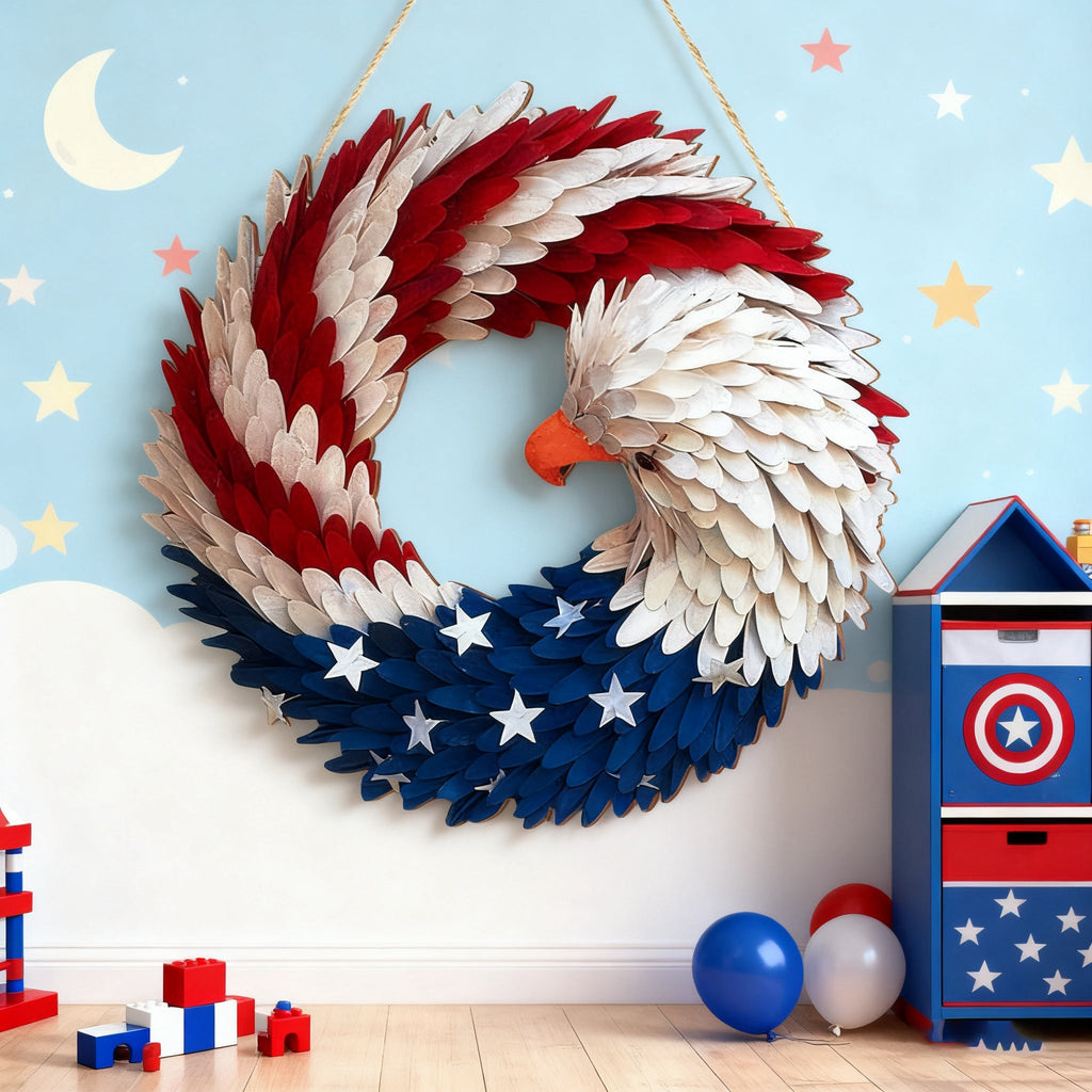 🌟 Patriotic Eagle Wooden Wreath | 4th of July Decor for Christian Homes💋