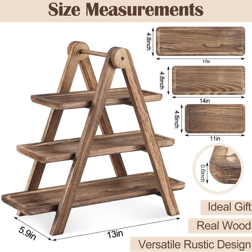 3-Tier Wooden Serving Tray Set for Parties & Entertaining🔥