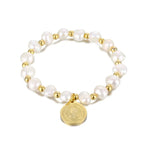 Saint Benedict Medal Irregular Pearl Bracelet - Adjustable Size
