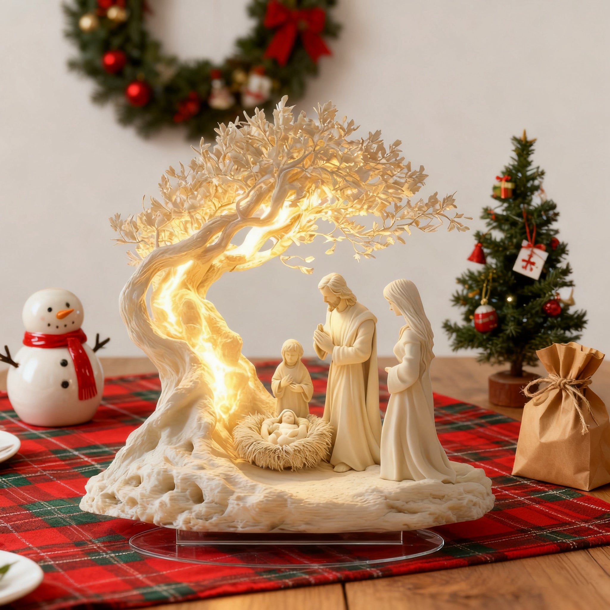 ✨ Nativity Tree of Life Acrylic Desktop Decor: A Christian Symbol of Christmas Grace & Eternal Roots