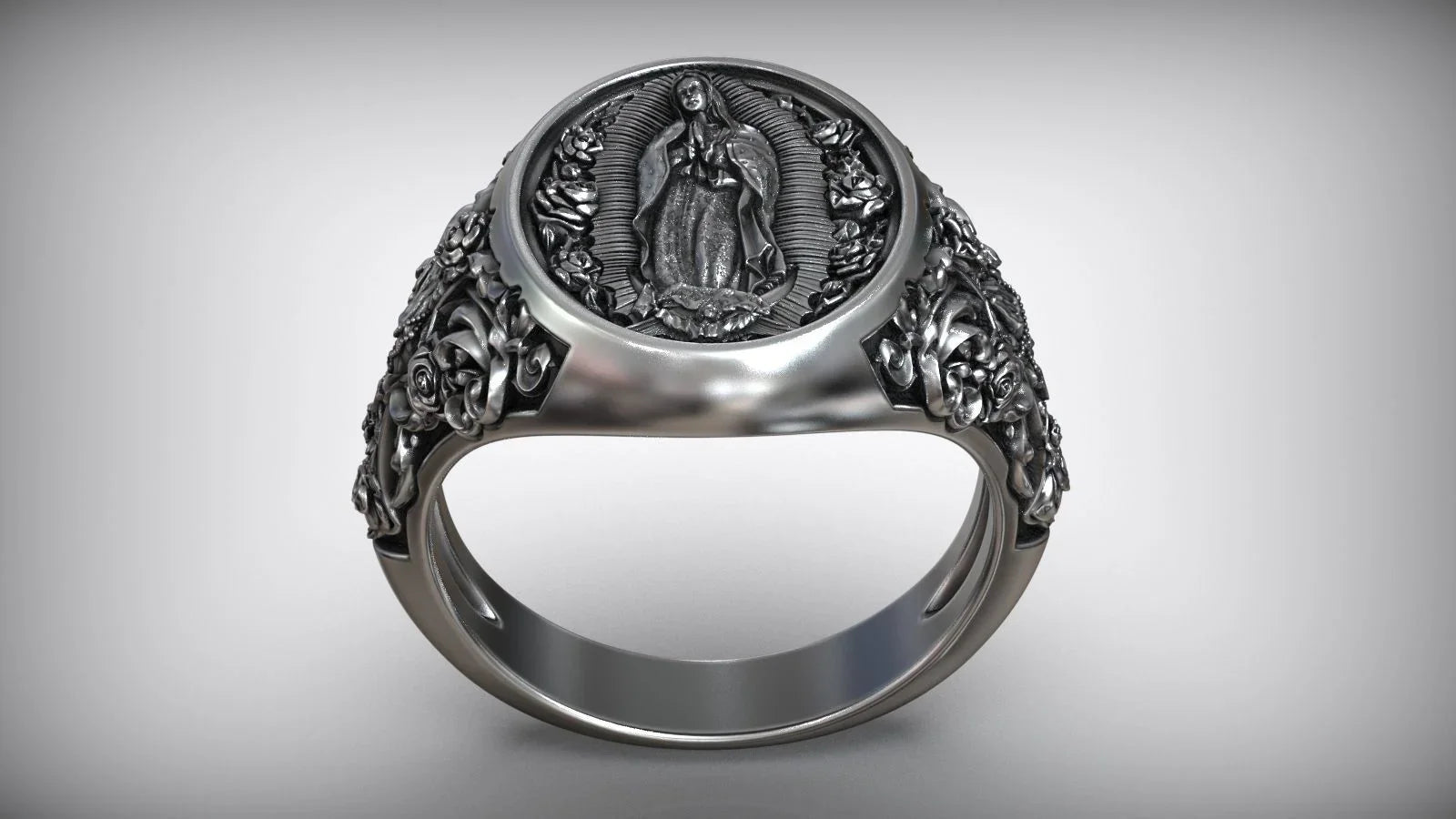 S925K Silver Our Lady of Guadalupe Ring