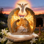 “Holy Family Angel-Wing Nativity” 2D Flat Acrylic Decor – A Glowing Tribute to Christmas