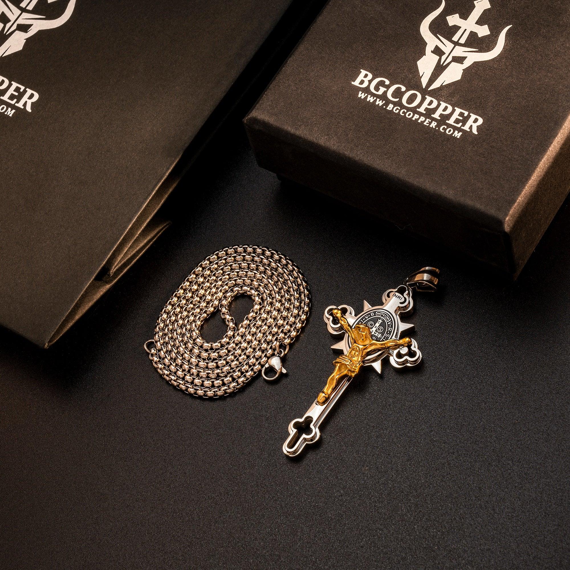 St. Benedict Exorcism Cross Necklace - Bless you and your family