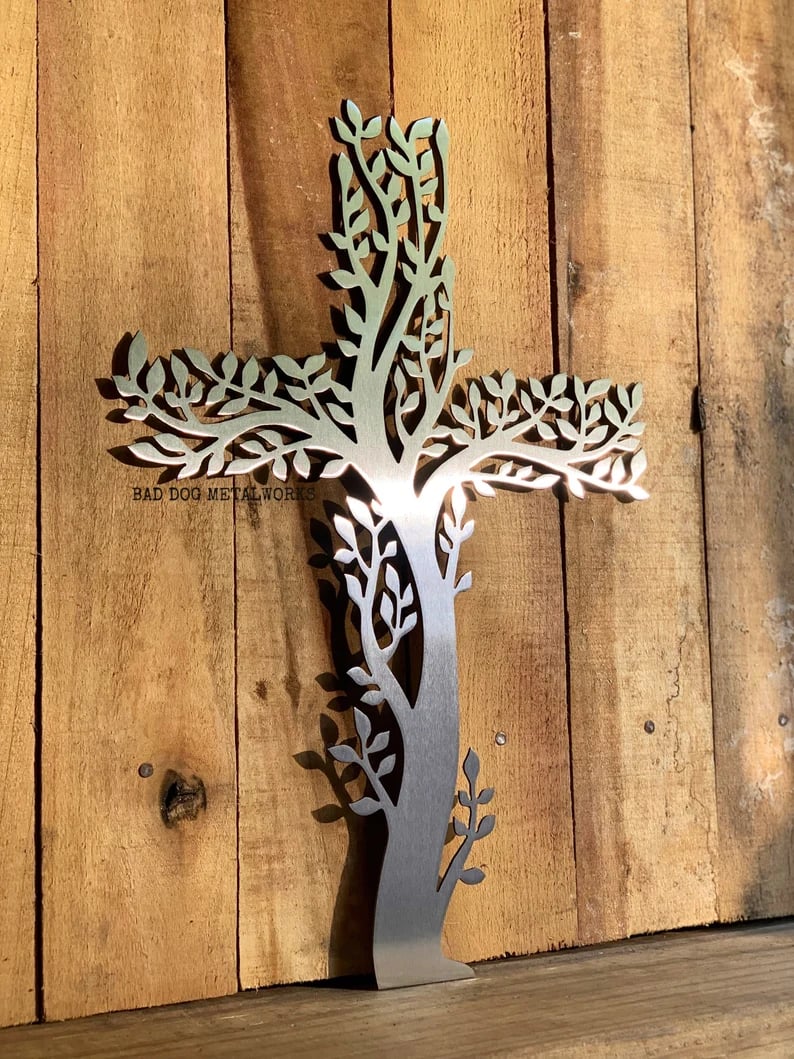 🏆 🌳 Life Tree Cross Metal Decoration