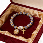 8mm Blue Floral Bead Our Lady Bracelet: Wearable Grace on Your Wrist