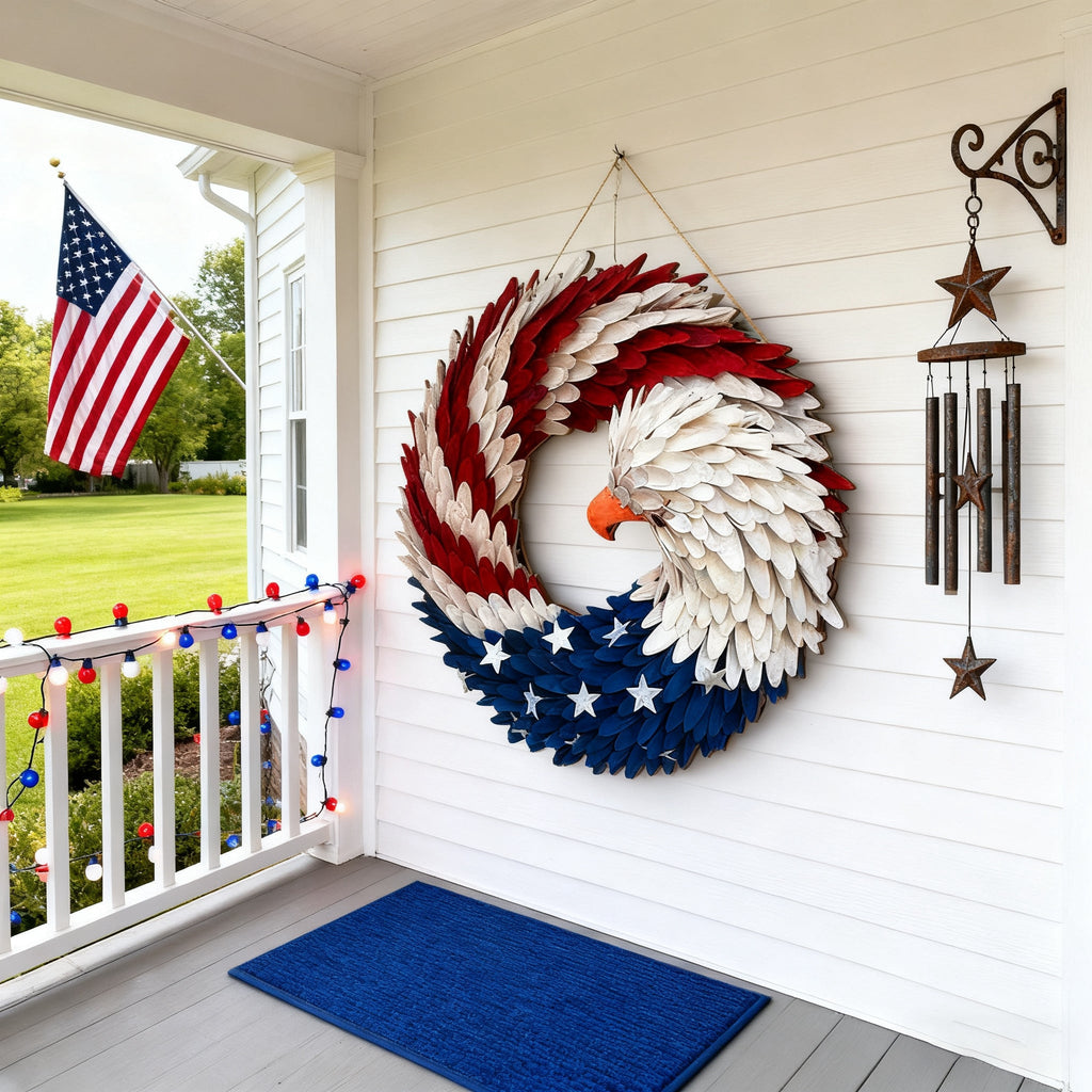 🌟 Patriotic Eagle Wooden Wreath | 4th of July Decor for Christian Homes💋