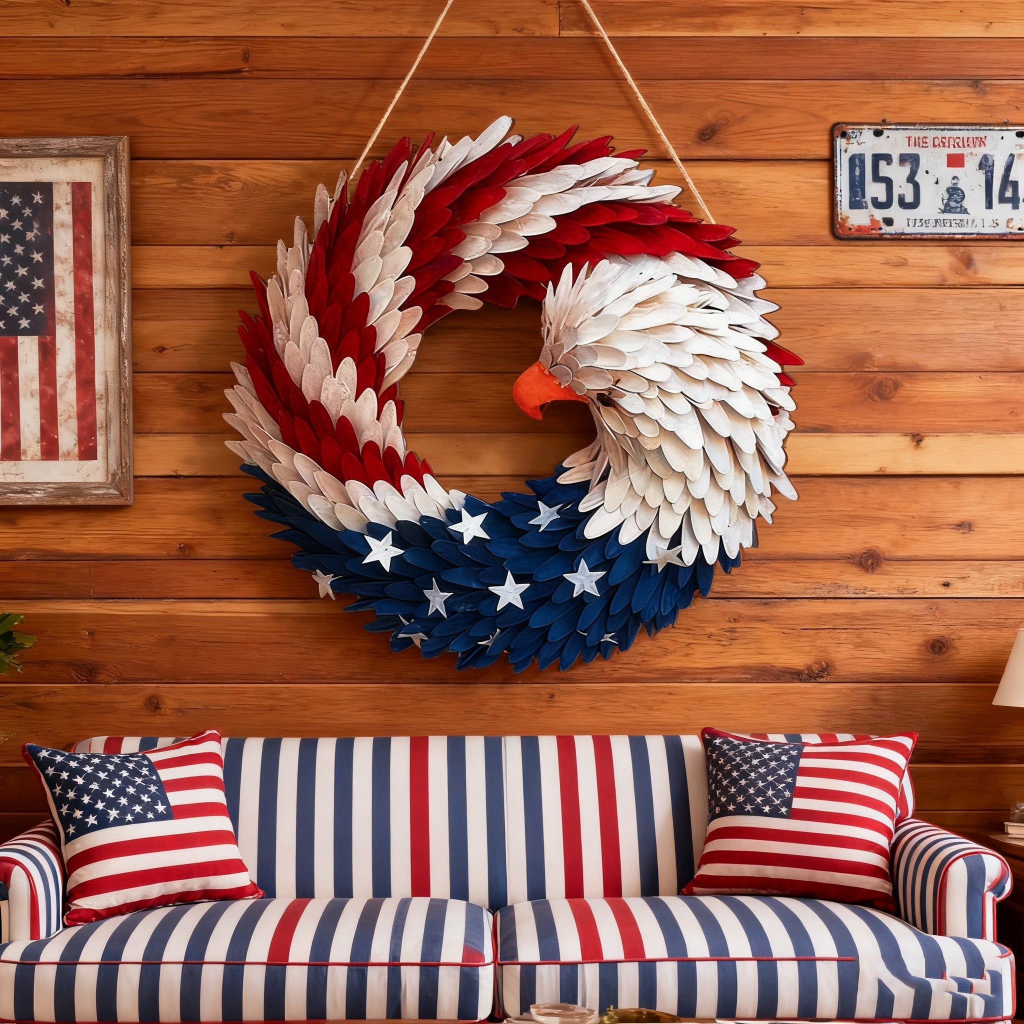 🌟 Patriotic Eagle Wooden Wreath | 4th of July Decor for Christian Homes💋
