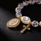 8mm Blue Floral Bead Our Lady Bracelet: Wearable Grace on Your Wrist