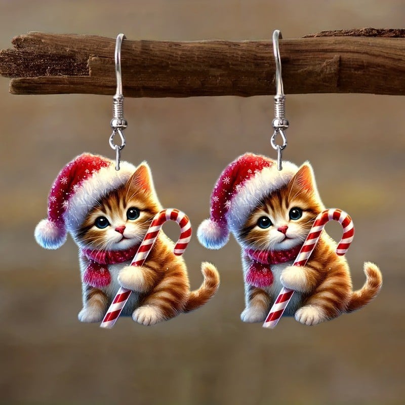 🏆Santa Cat Christmas Earrings