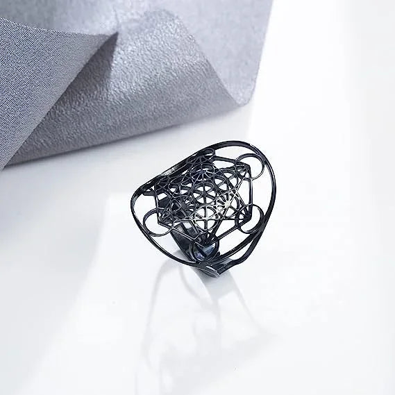 Metatron's Cube Ring Archangel Protection Women Ring Stainless Steel Jewelry