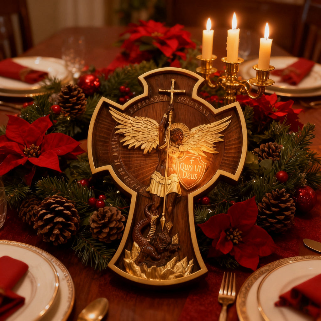 Archangel Michael Solid wood carving gift - Hand carved from a whole piece of wood