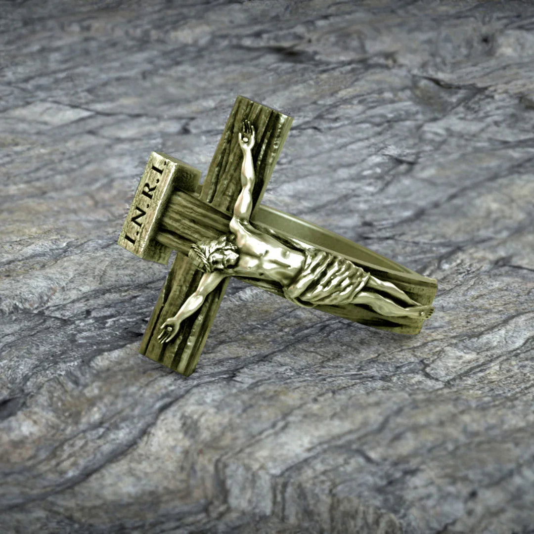 Crucifixion of Jesus S925K Silver Cross Ring