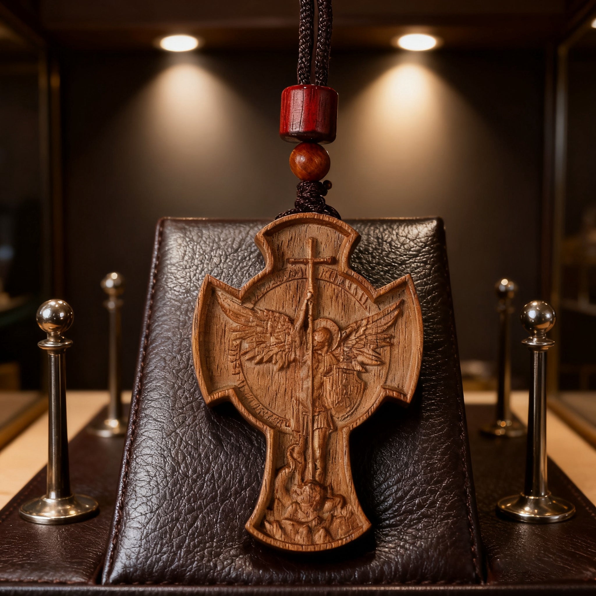 St. Michael the Archangel Wooden Cross Pendant