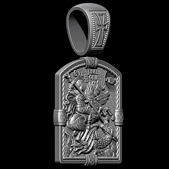 S925K Silver St. George Defeats the Dragon Protection Necklace