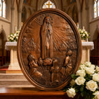 Our Lady of Fatima Wood Carving Decoration - Virgin Wall Pendant
