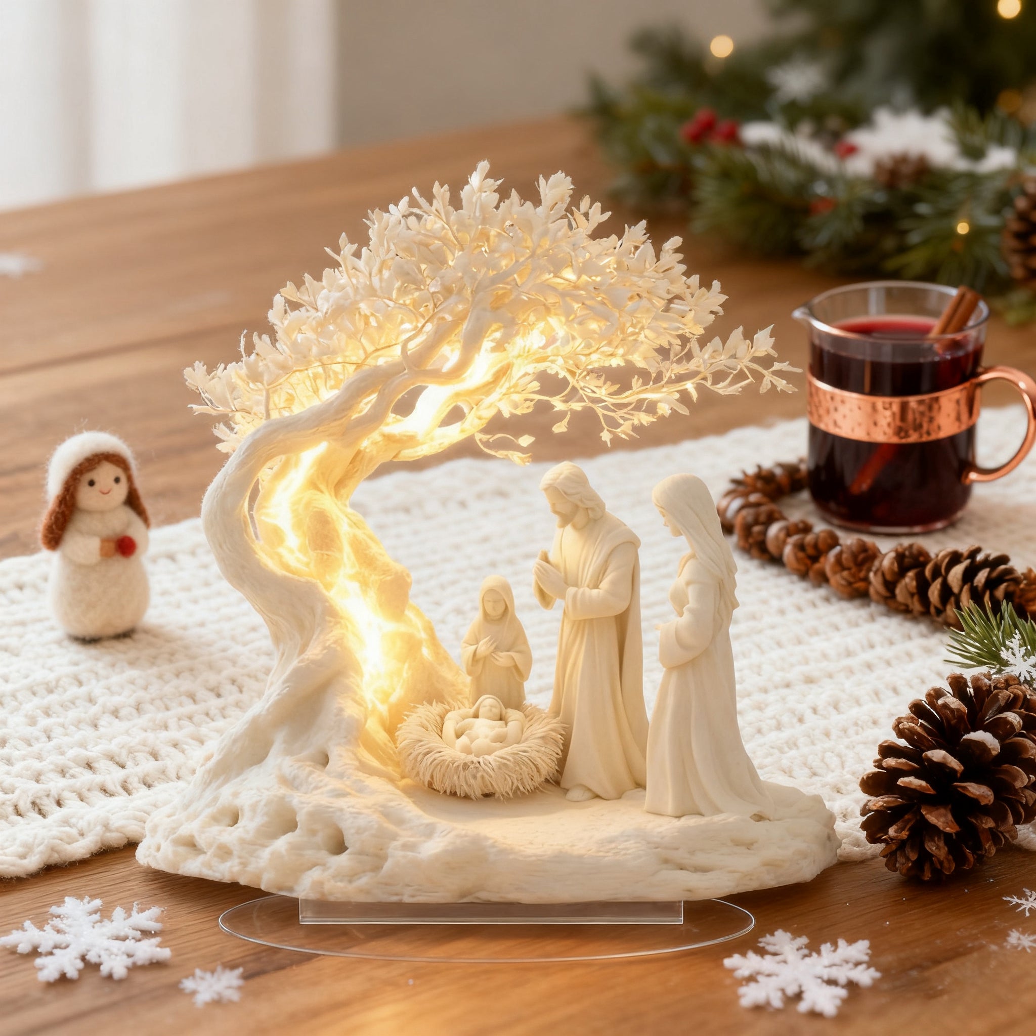 ✨ Nativity Tree of Life Acrylic Desktop Decor: A Christian Symbol of Christmas Grace & Eternal Roots