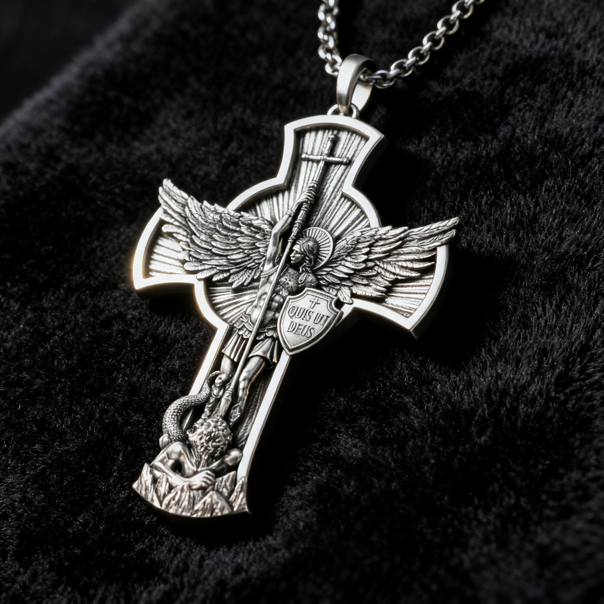 New titanium steel/S925K silver Archangel St. Michael necklace