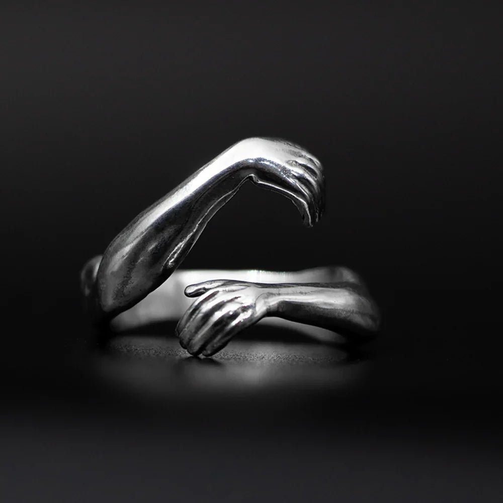 S925K Silver Embrace Gesture Ring
