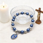 Our Lady of Mary Pendant Royal Blue Pearl Rosary Bracelet: A Wrist-Worn Reminder of Grace
