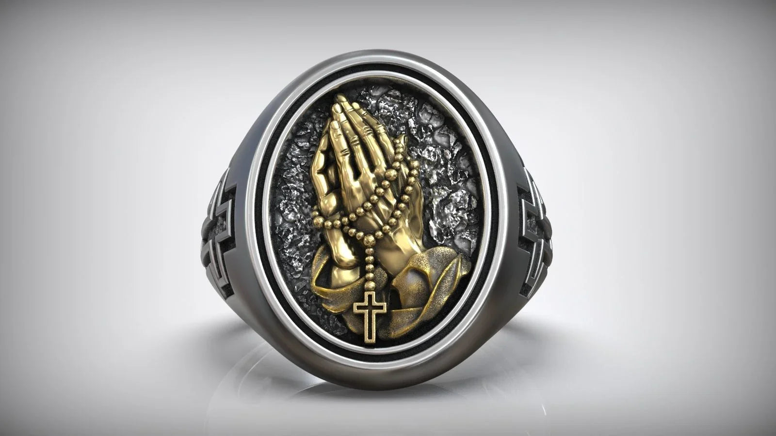 925K Sterling Silver Praying Hands Ring - Christian Symbol of Faith and Devotion