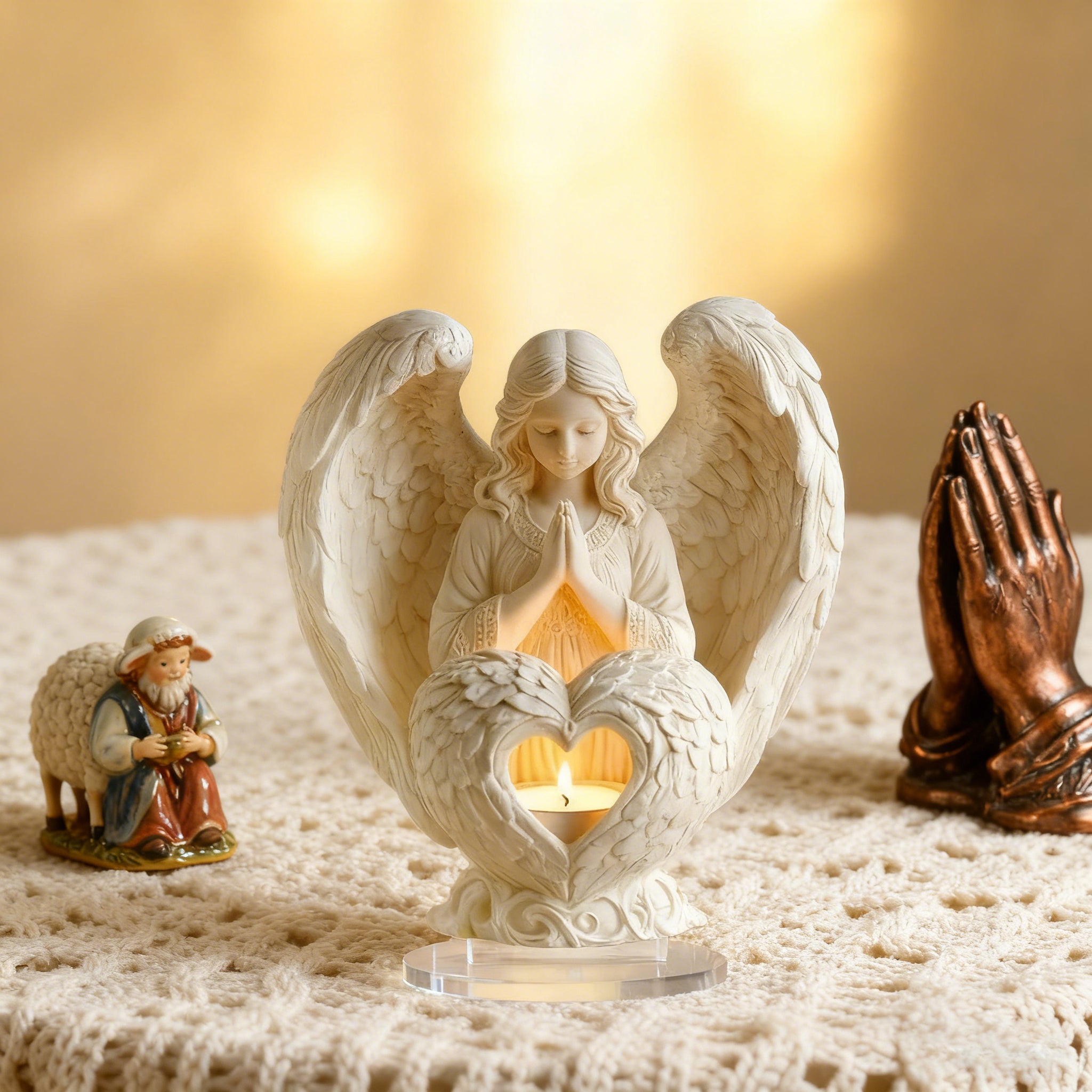 "Praying Angel" 2D Flat Acrylic Table Decor – A Glow of Peace for Your Christian Home