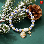 8mm Blue Floral Bead Our Lady Bracelet: Wearable Grace on Your Wrist