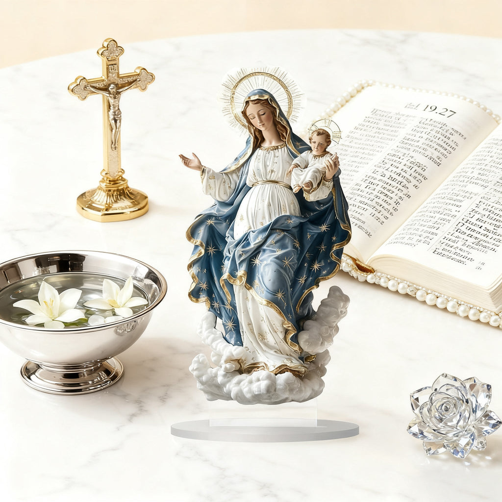 🌟 Our Lady of Grace Acrylic Desktop Statue: A Christian Symbol of Mary’s Love & Christ’s Presence
