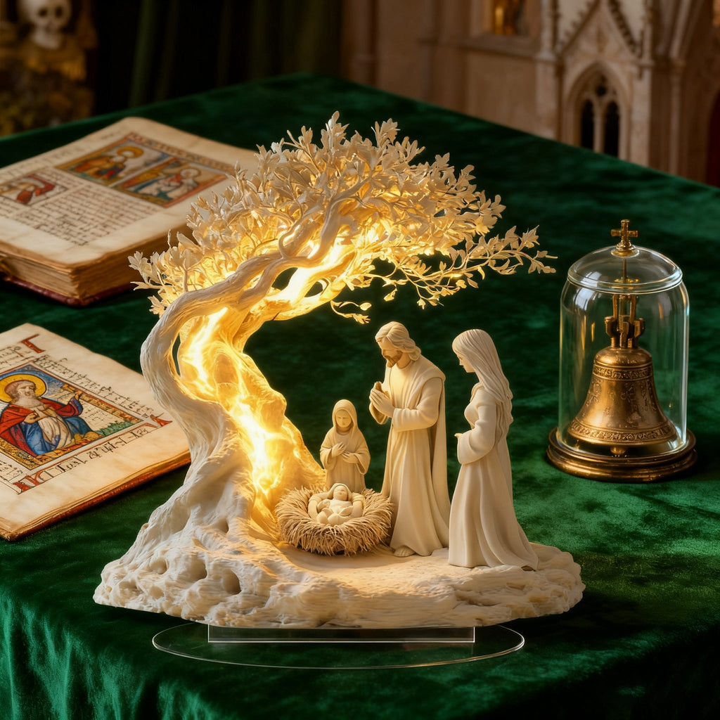 ✨ Nativity Tree of Life Acrylic Desktop Decor: A Christian Symbol of Christmas Grace & Eternal Roots