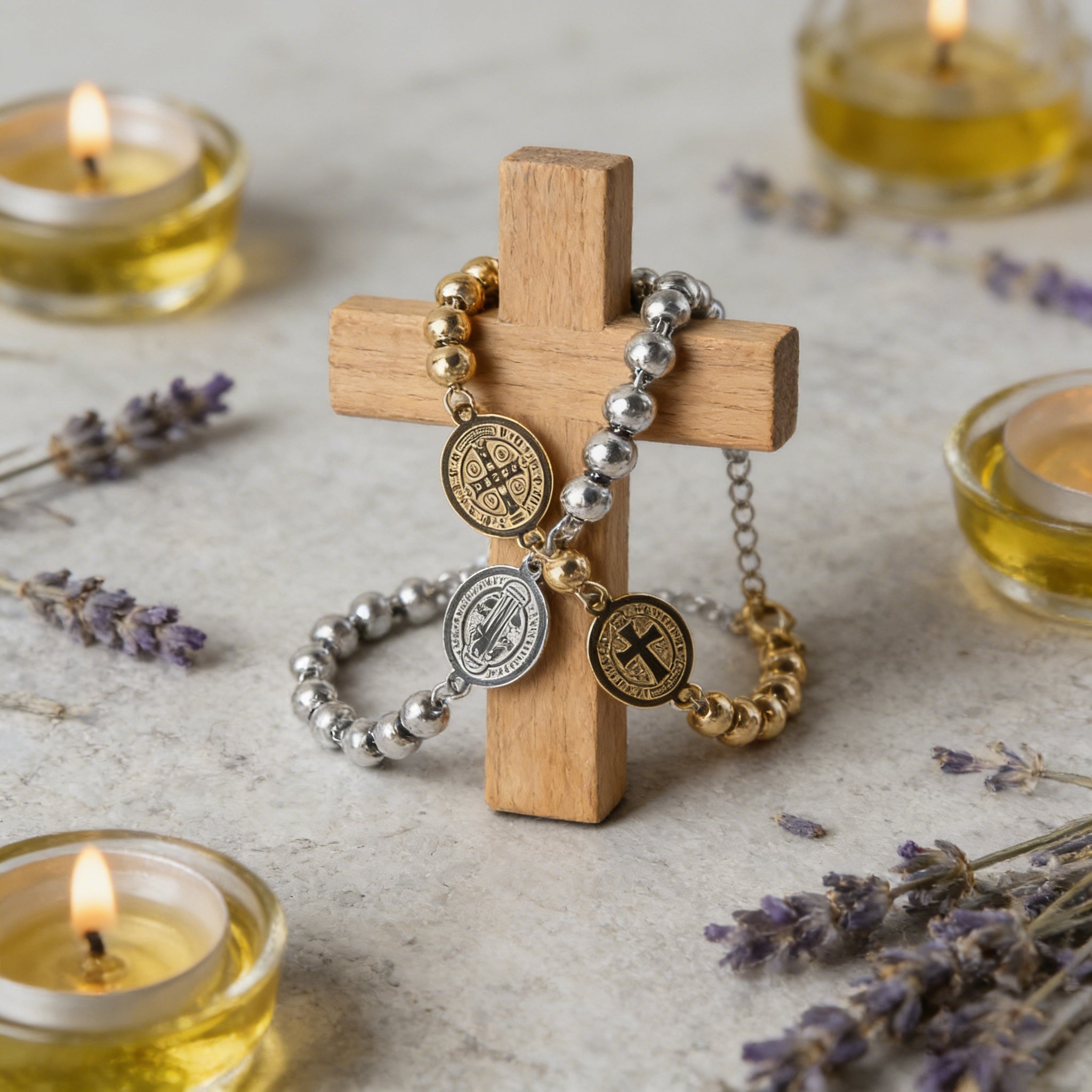 St. Benedict Stainless Steel Beaded Bracelet