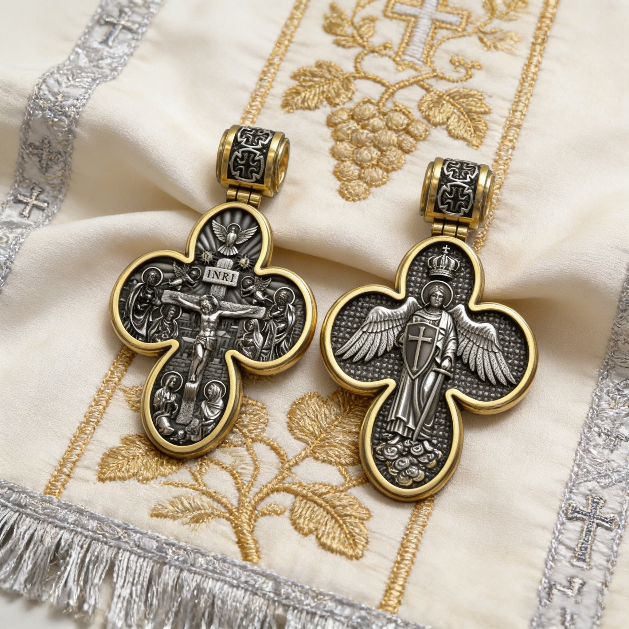 Handcrafted Double-Sided Redemption: Archangel Michael Guardian Cross Pendant