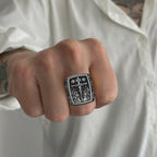 S925K Silver Handcrafted Jesus Crucifixion Scene Ring