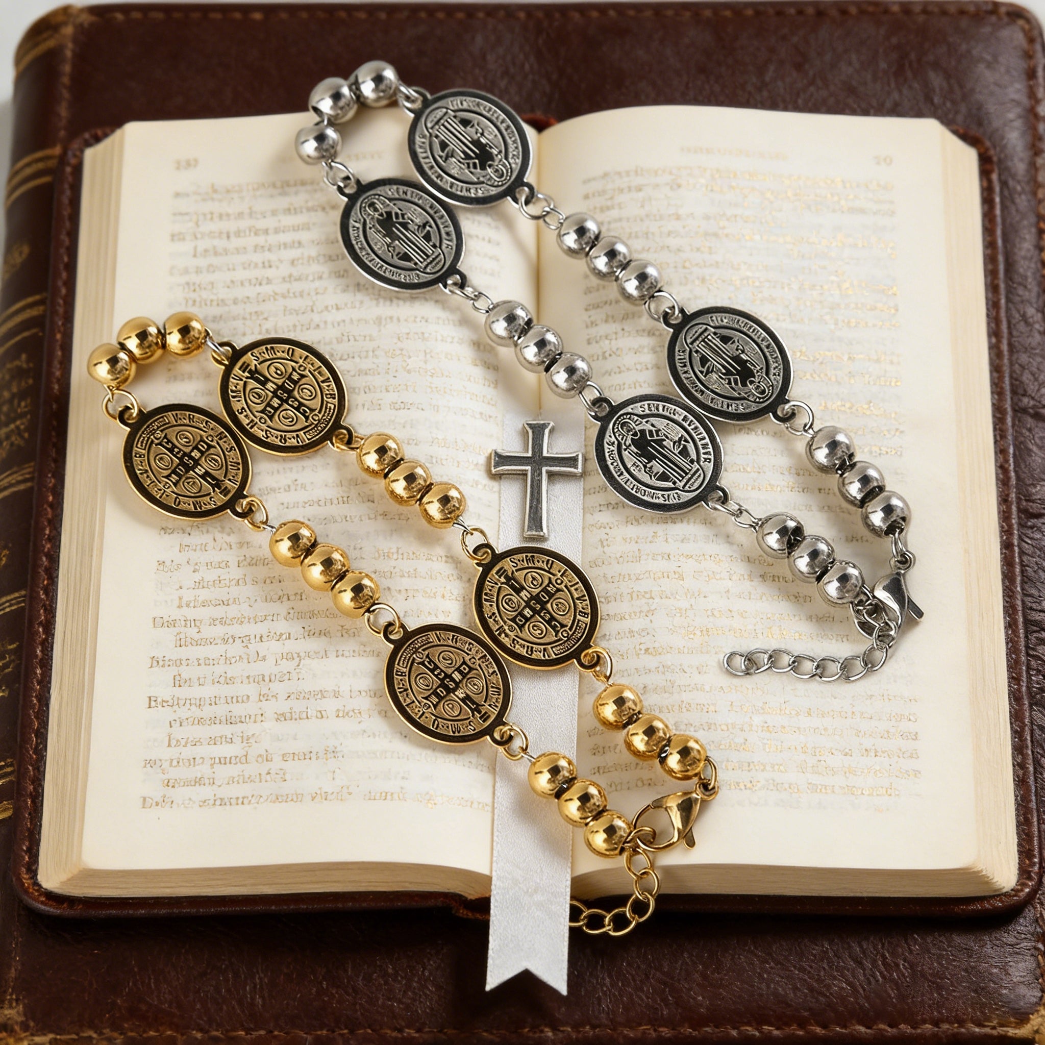 St. Benedict Stainless Steel Beaded Bracelet