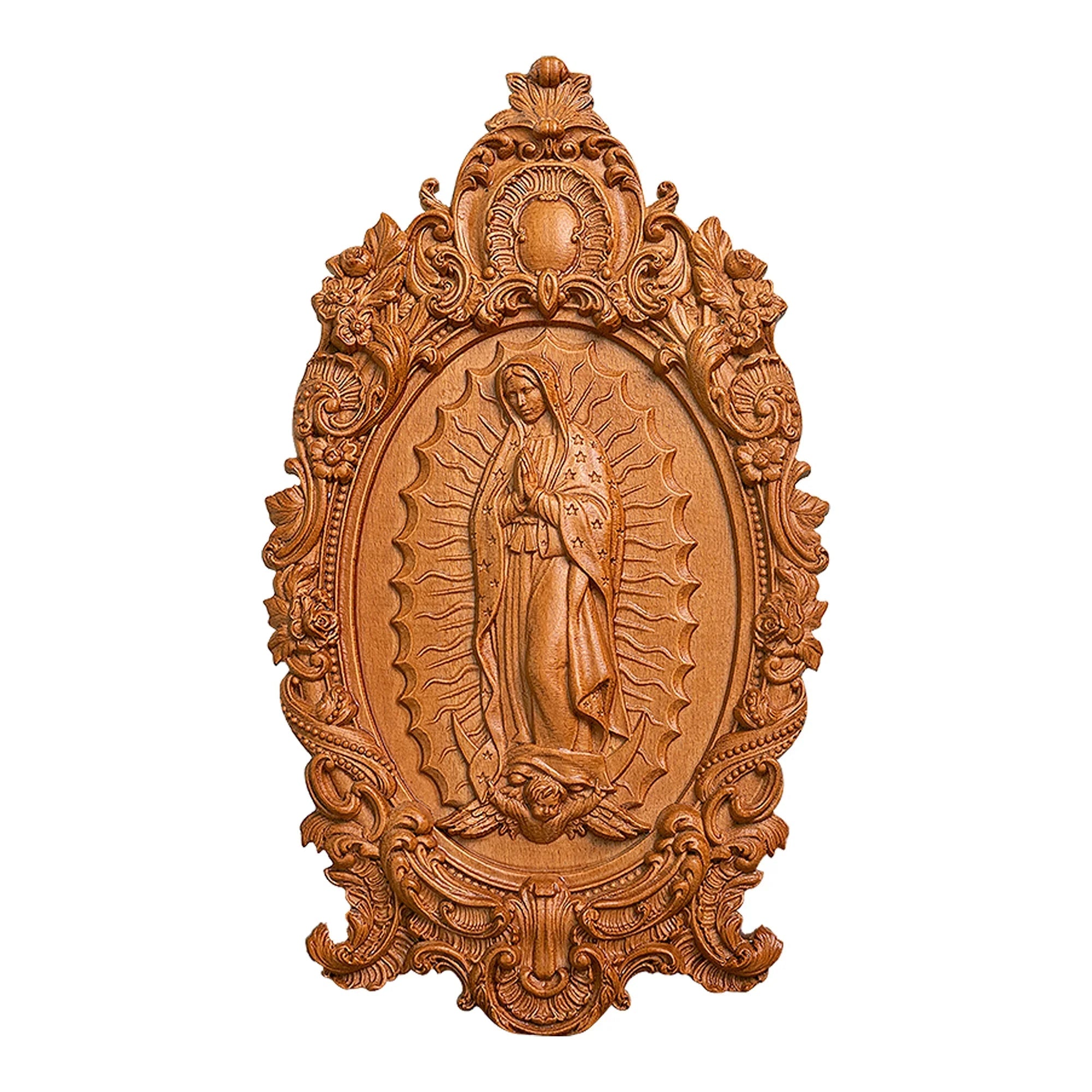 A Handcrafted Sanctuary: Our Lady of Guadalupe Wood Carving