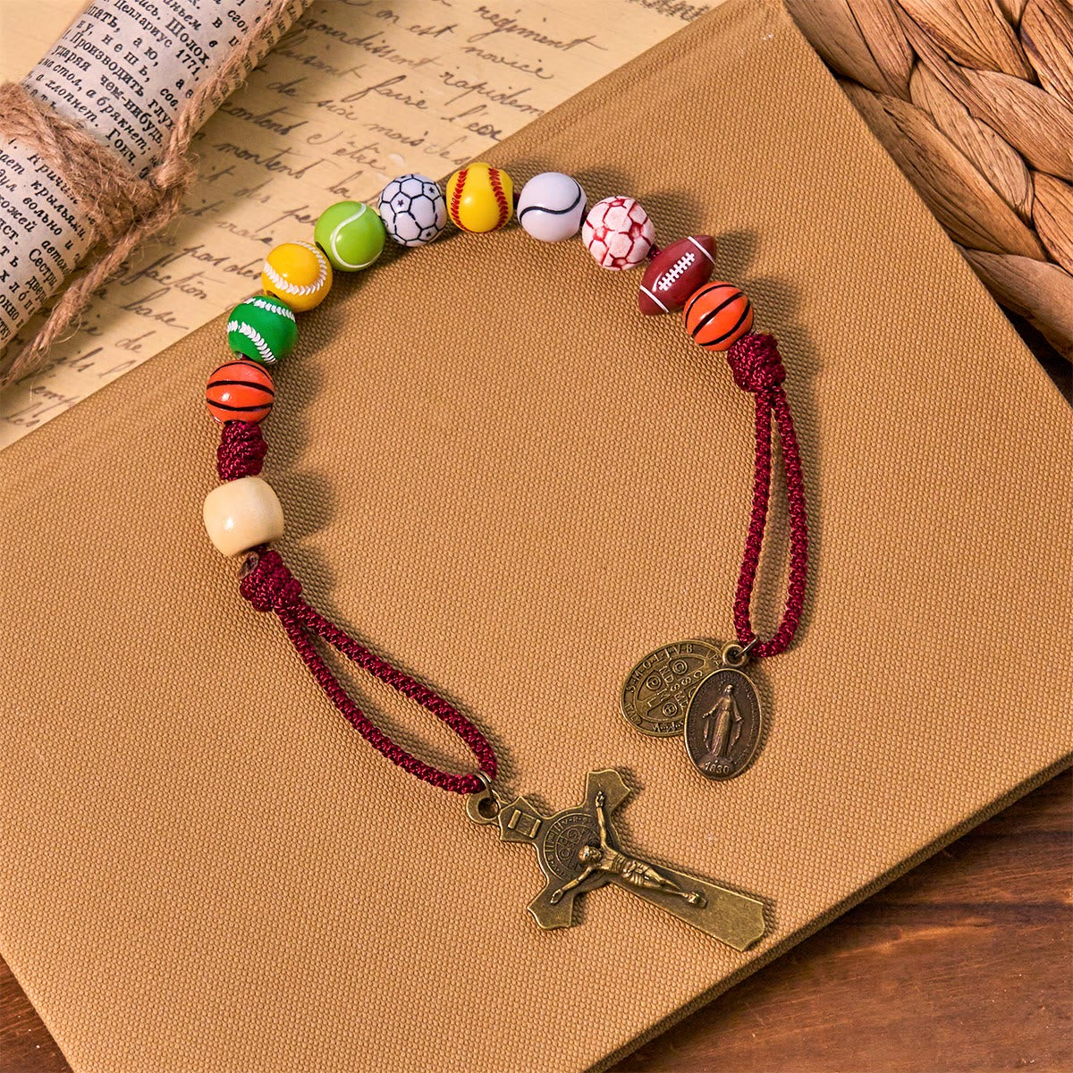 Christianartworkshop All-in-One Sports Prayer Rosary Keychain with Multi-Sport Beads: No Regrets in Every Game
