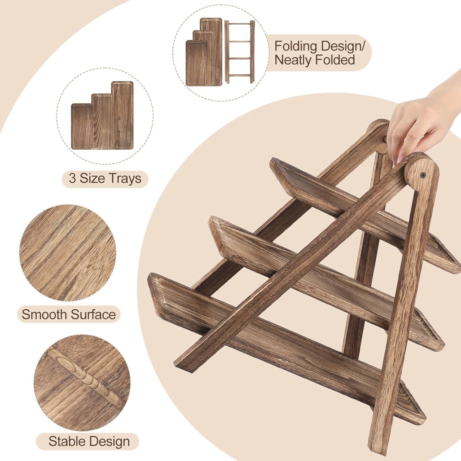 3-Tier Wooden Serving Tray Set for Parties & Entertaining🔥