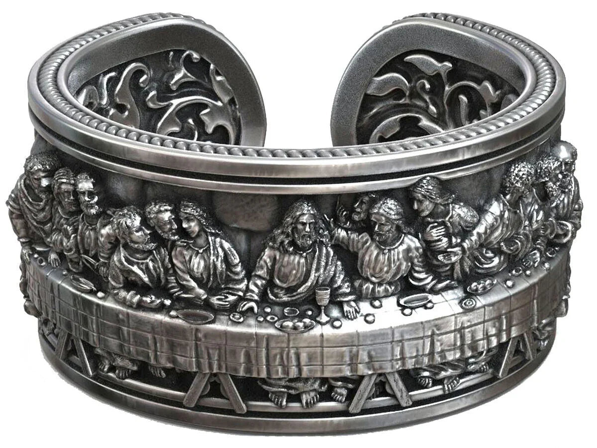 The Last Supper 925K Sterling Silver Open End Adjustable Ring